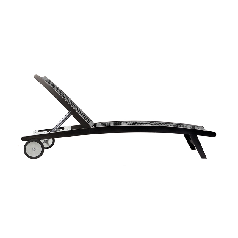 Chateau Patio Adjustable Chaise Lounge Chair in Eucalyptus Wood and Gray Rope