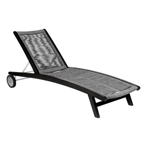 Chateau Patio Adjustable Chaise Lounge Chair in Eucalyptus Wood and Gray Rope