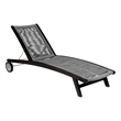 Chateau Patio Adjustable Chaise Lounge Chair in Eucalyptus Wood and Gray Rope
