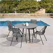 Sydney and Clip Patio 5 Piece Dining Set in Gray Rope with Black Eucalyptus Wood