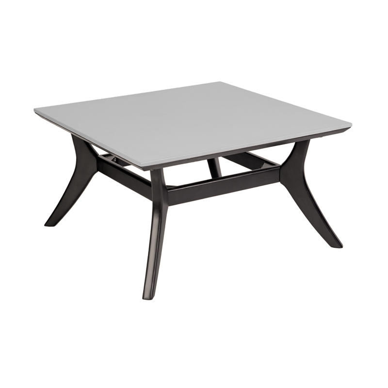 Armen Living Brighton 4-Piece Modern Wood & Fabric Outdoor Set in Gray/Black