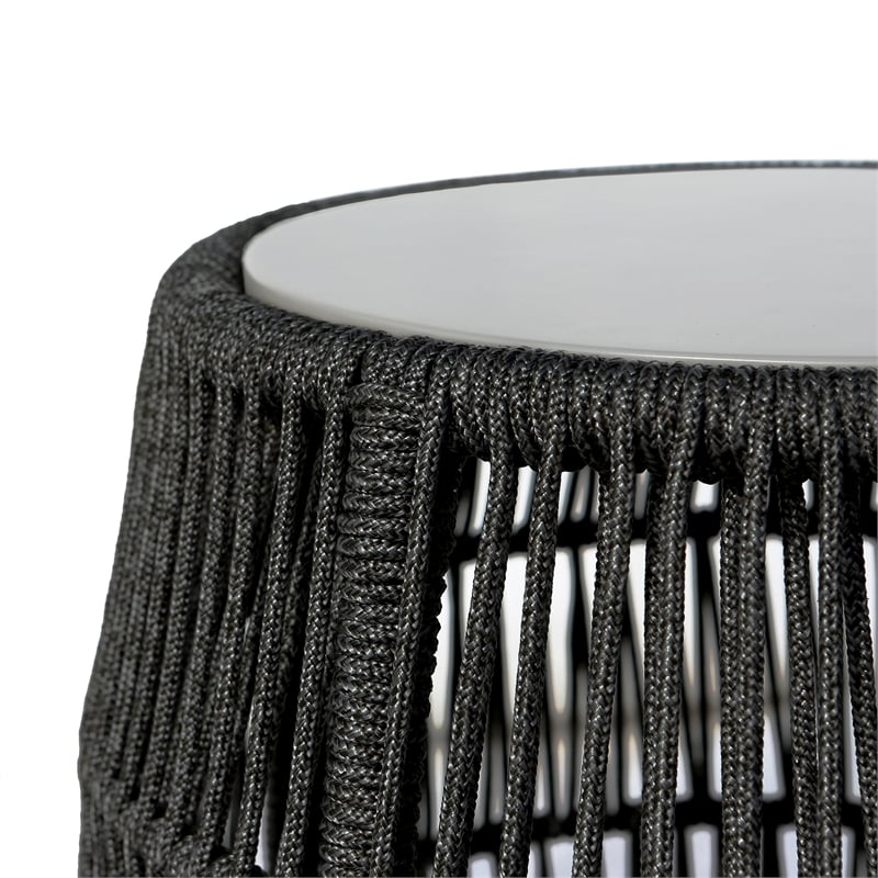 Armen Living Emory Fabric & Stone Indoor Outdoor Garden Stool in Charcoal/Gray