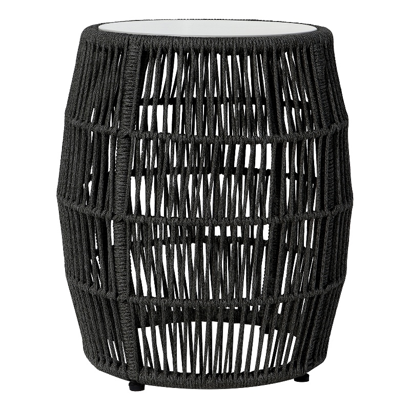 Armen Living Emory Fabric & Stone Indoor Outdoor Garden Stool in Charcoal/Gray