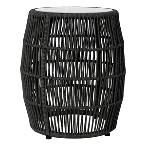 Armen Living Emory Fabric & Stone Indoor Outdoor Garden Stool in Charcoal/Gray