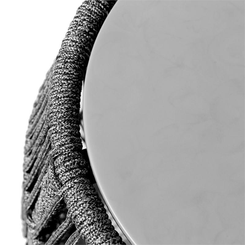 Armen Living Emory Indoor Outdoor Fabric & Stone Garden Stool End Table in Gray