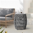 Armen Living Emory Indoor Outdoor Fabric & Stone Garden Stool End Table in Gray