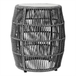 Armen Living Emory Indoor Outdoor Fabric & Stone Garden Stool End Table in Gray