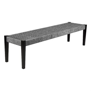 Armen Living Camino Indoor Outdoor Rope Fabric/Wood Dining Bench in Gray