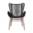 Armen Living Fanny Wood & Rope Outdoor Dining Chair in Natural/Charcoal