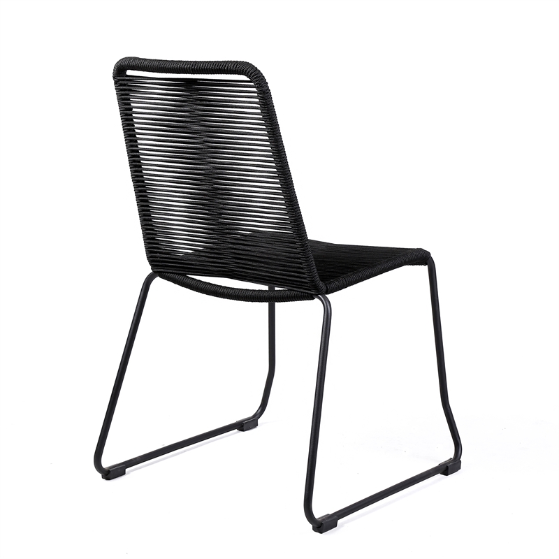 Armen Living Sydney Shasta 3PC Outdoor Fabric & Stone Dining Set in Black/Gray