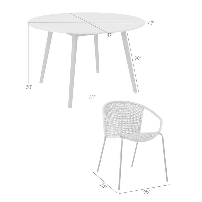Sydney and Snack 5 Piece Outdoor Patio Dining Set