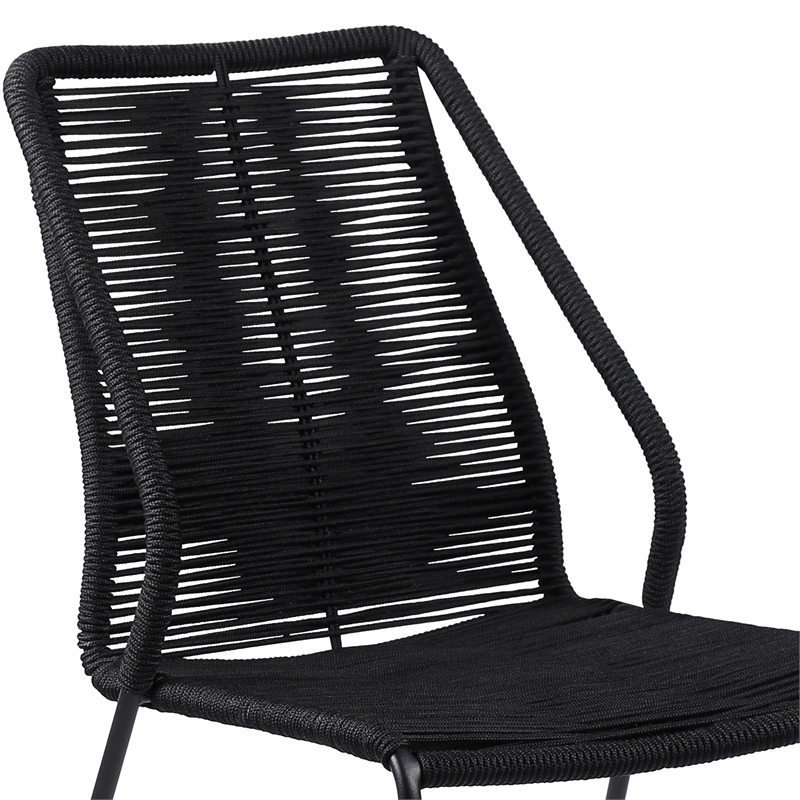 Armen Living Sydney Clip 3-Piece Outdoor Fabric & Stone Dining Set in Black/Gray