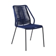Armen Living Sydney Clip Outdoor 3-Piece Fabric/Wood Dining Set in Black/Blue