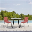Armen Living Sydney Clip Outdoor 3-Piece Fabric/Wood Dining Set in Black/Brick