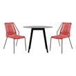 Armen Living Sydney Clip Outdoor 3-Piece Fabric/Wood Dining Set in Black/Brick
