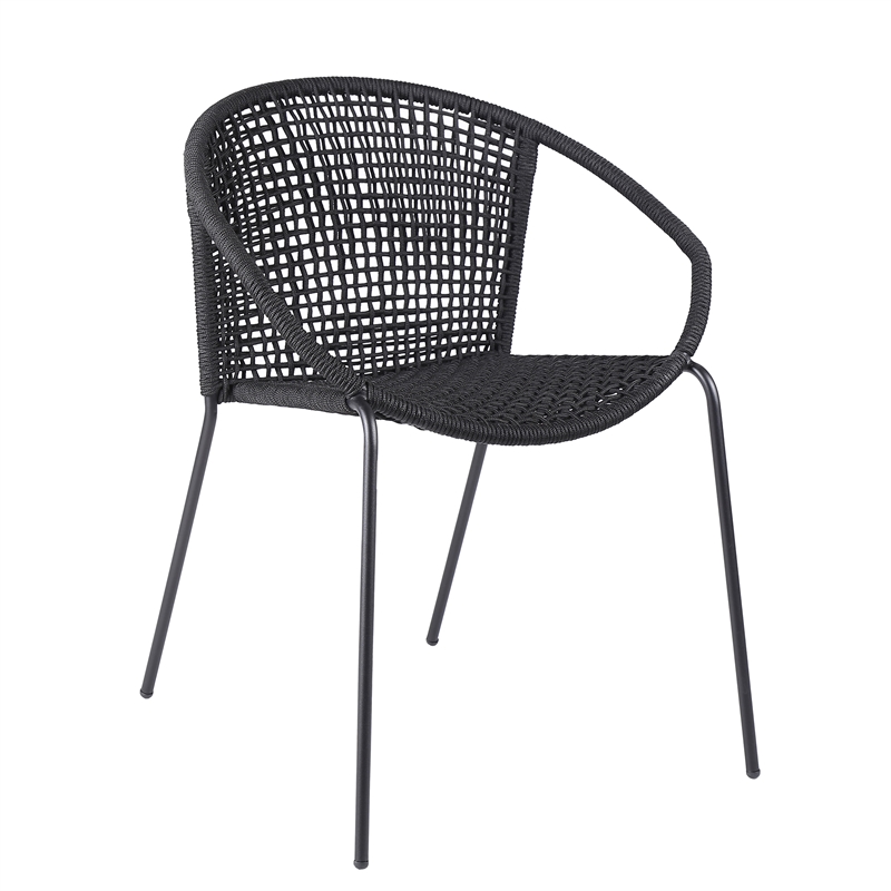Armen Living Sydney Snack 3PC Outdoor Fabric & Stone Dining Set in Black/Gray