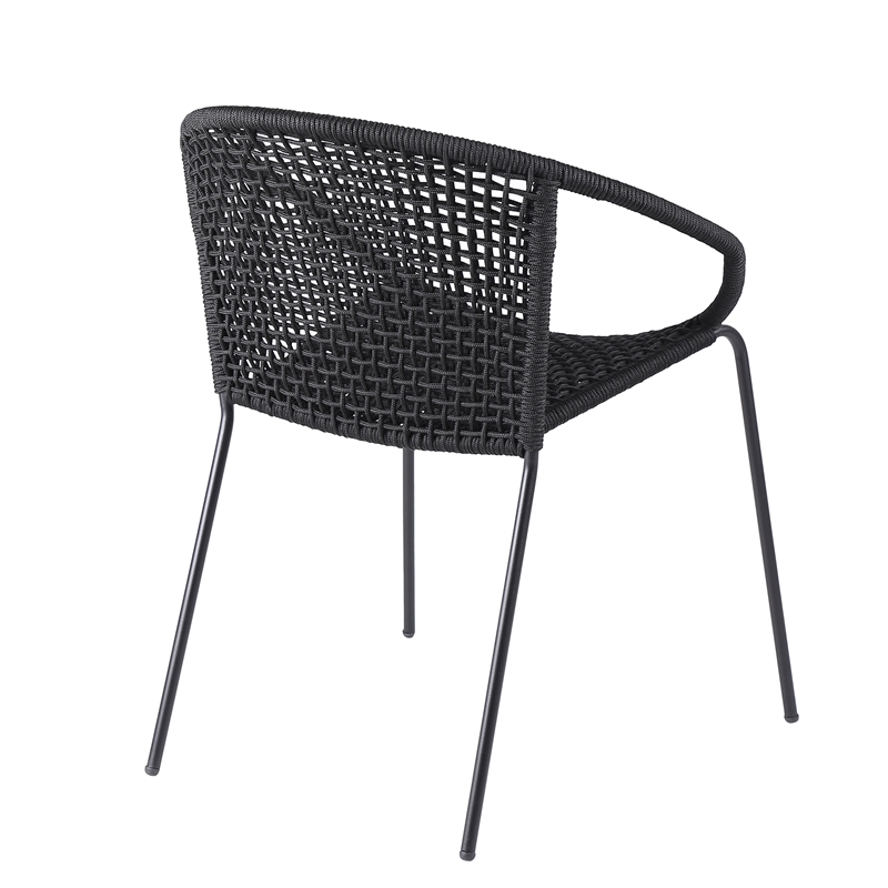Armen Living Sydney Snack 3PC Outdoor Fabric & Stone Dining Set in Black/Gray