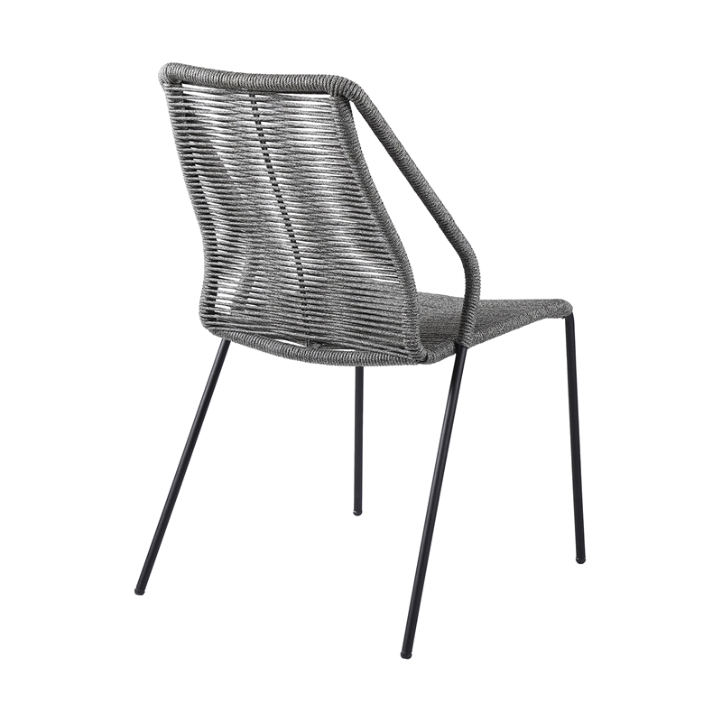 Armen Living Sydney Clip 3-Piece Outdoor Wood/Fabric Dining Set in Gray/Black
