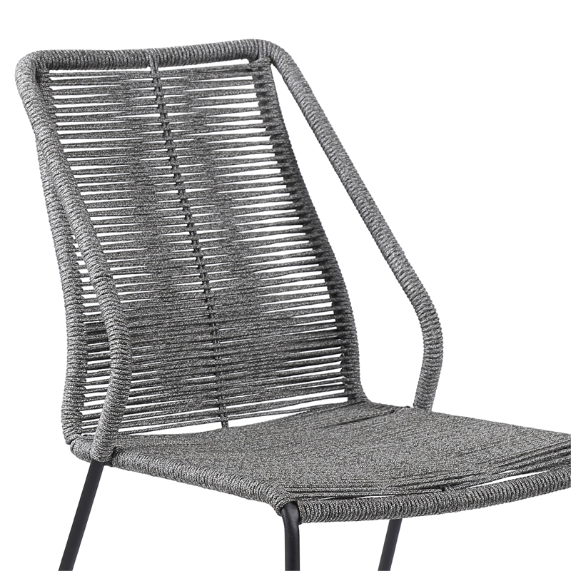 Armen Living Sydney Clip 3-Piece Outdoor Wood/Fabric Dining Set in Gray/Black