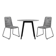 Armen Living Sydney Shasta 3-Piece Outdoor Wood/Fabric Dining Set in Gray/Black