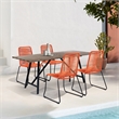 Armen Living Koala Shasta 5-Piece Wood Outdoor Dining Set in Tangerine/Natural