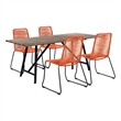 Armen Living Koala Shasta 5-Piece Wood Outdoor Dining Set in Tangerine/Natural