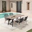 Armen Living Koala Brighton 5-Piece Wood Outdoor Dining Set in Natural/Charcoal