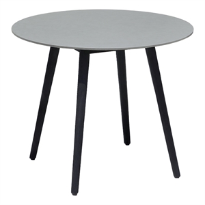 Armen Living Sydney 36&quot Round Outdoor Wood & Stone Dining Table in Gray/Black