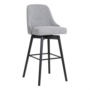 Armen Living Sicily 30&quot Modern Fabric & Wood Swivel Bar Stool in Gray/Black