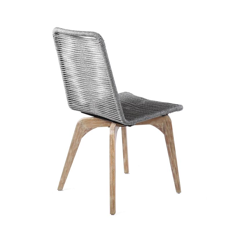 Armen Living Sachi 5-Piece Wood/Rope Outdoor Dining Set in Light Brown/Gray