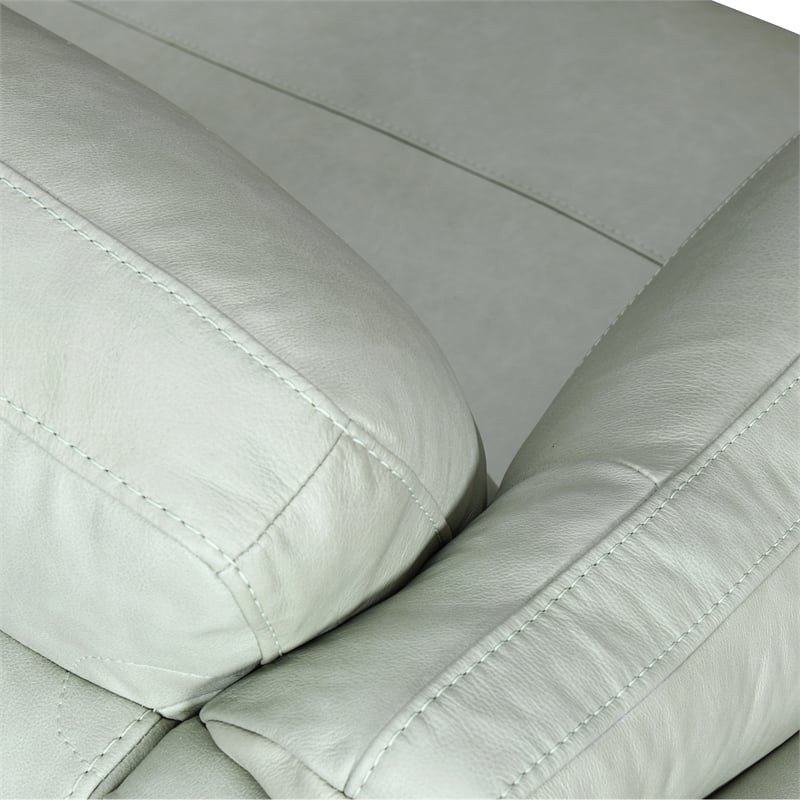 Armen Living Franz Upholstered Metal & Leather Sofa in Black/Mint