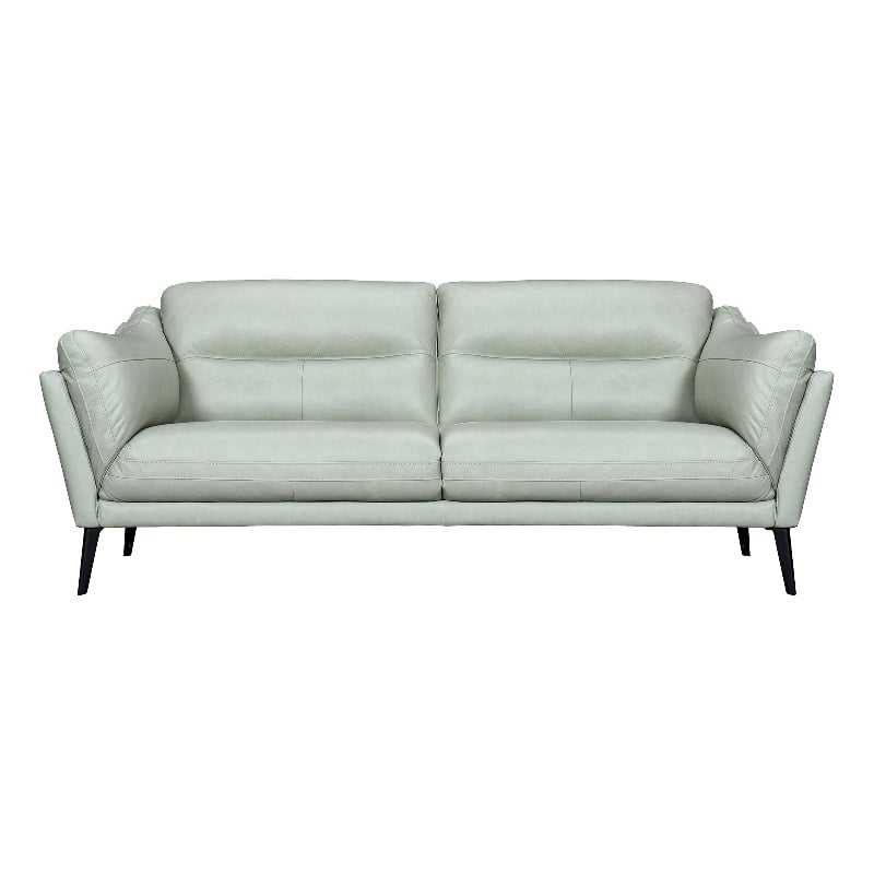 Armen Living Franz Upholstered Metal & Leather Sofa in Black/Mint