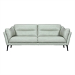 Armen Living Franz Upholstered Metal & Leather Sofa in Black/Mint
