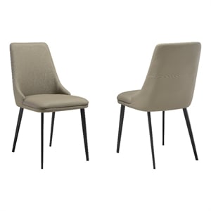 Armen Living Genesis 18.5&quot Faux Leather & Metal Dining Chair in Gray (Set of 2)