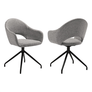 Armen Living Pria 19&quot Fabric & Metal Dining Chair in Gray/Black (Set of 2)