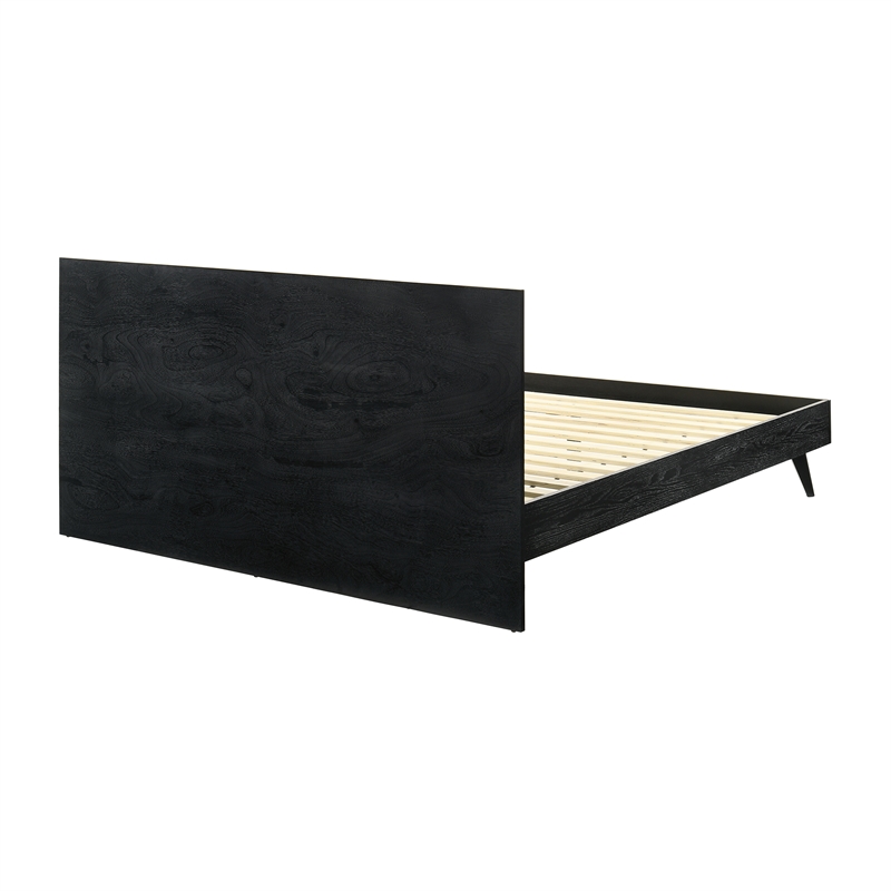 Armen Living Petra King Platform Wood Bed Frame with Tapered Legs in Black