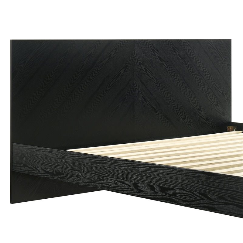 Armen Living Petra King Platform Wood Bed Frame with Tapered Legs in Black