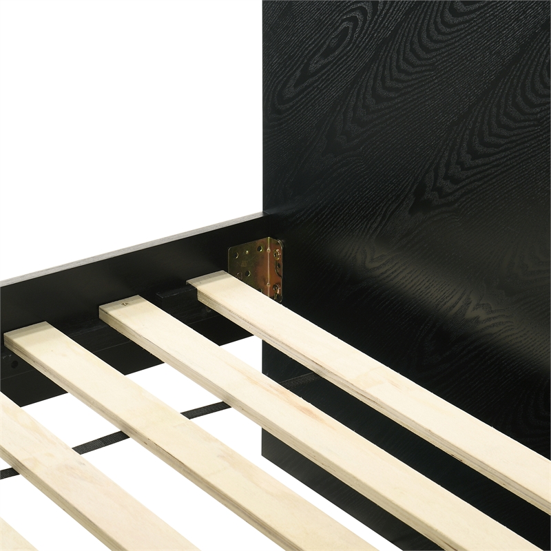 Armen Living Petra King Platform Wood Bed Frame with Tapered Legs in Black