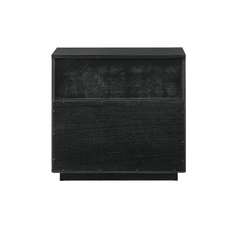 Armen Living Petra 1-Drawer Mid-Century Wood Nightstand in Black