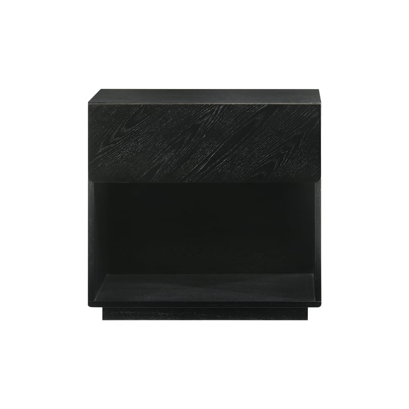 Armen Living Petra 1-Drawer Mid-Century Wood Nightstand in Black