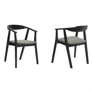 Armen Living Santana 18&quot Wood & Fabric Dining Chair in Black/Charcoal (Set of 2)