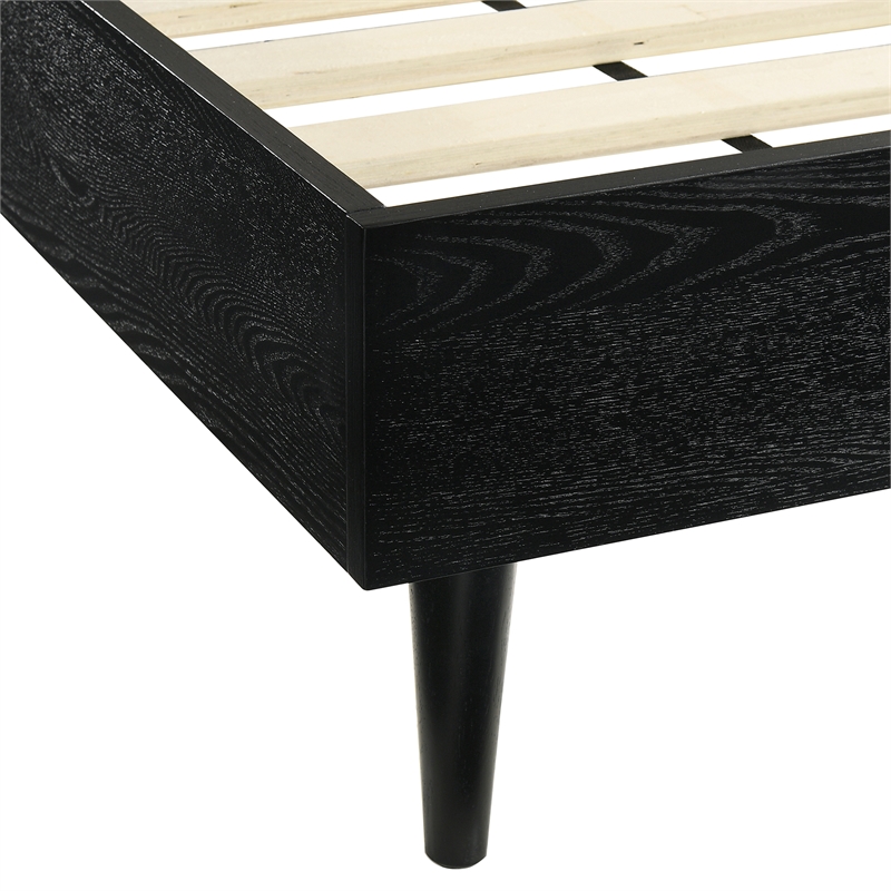 Armen Living Artemio King Platform Wood Bed Frame with Slim Track Arms in Black