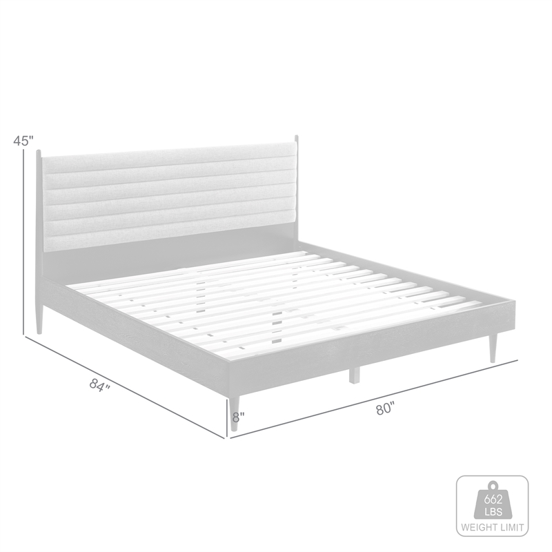 Armen Living Artemio King Platform Wood Bed Frame with Slim Track Arms in Black