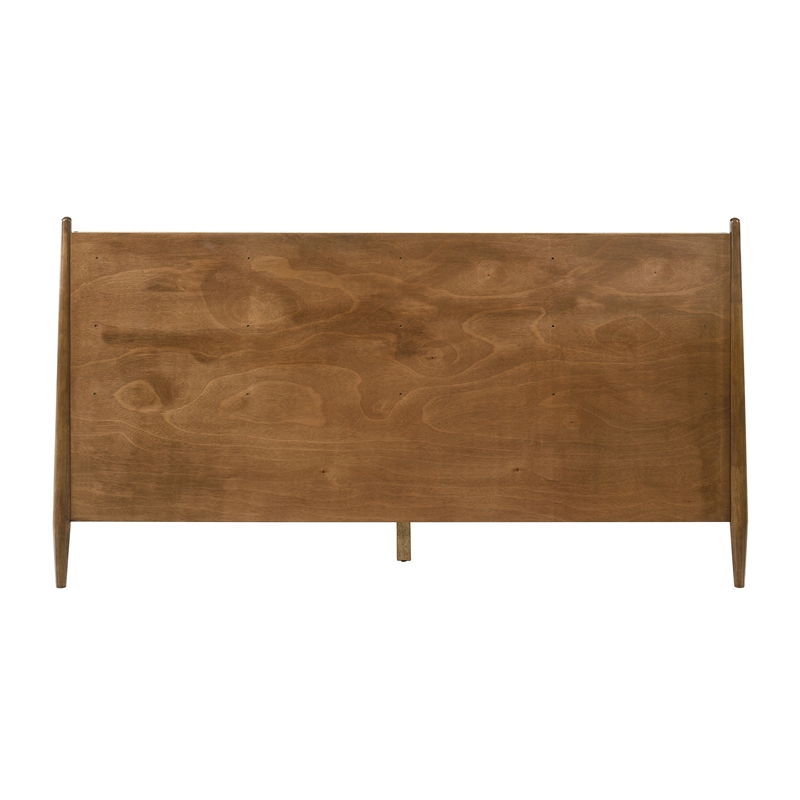Armen Living Artemio King Platform Wood Bed Frame with Slim Track Arms in Walnut