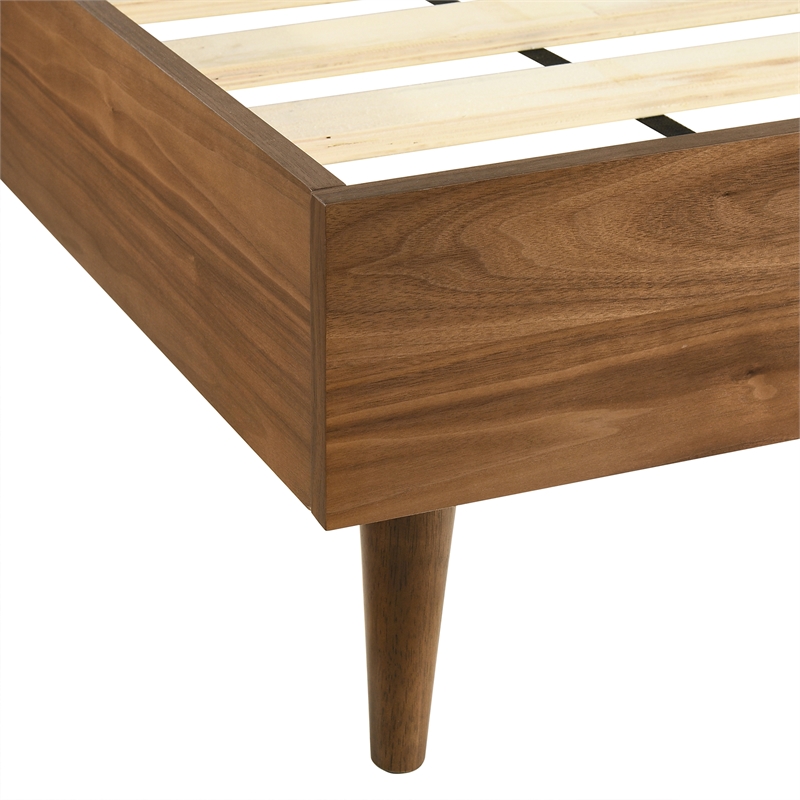 Armen Living Artemio King Platform Wood Bed Frame with Slim Track Arms in Walnut