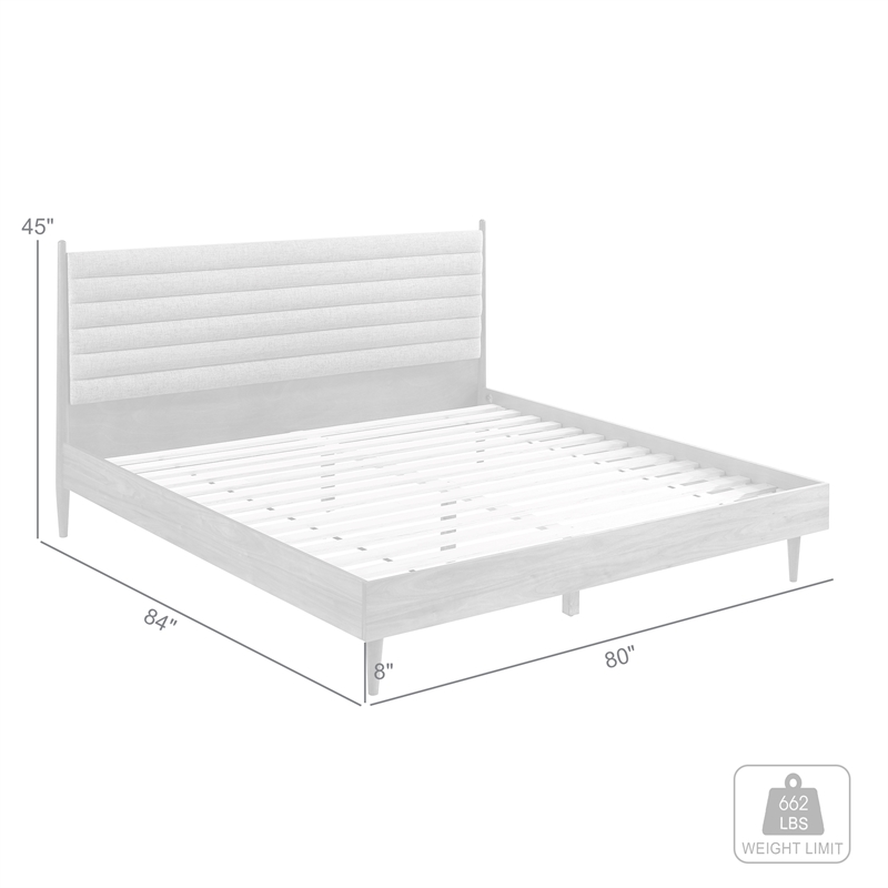 Armen Living Artemio King Platform Wood Bed Frame with Slim Track Arms in Walnut