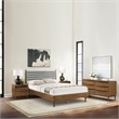 Armen Living Artemio Queen Platform Wood Bed Frame w/ Slim Track Arms in Walnut