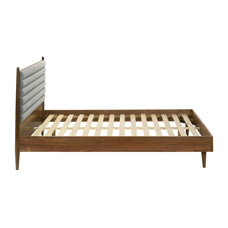 Armen Living Artemio Queen Platform Wood Bed Frame w/ Slim Track Arms in Walnut