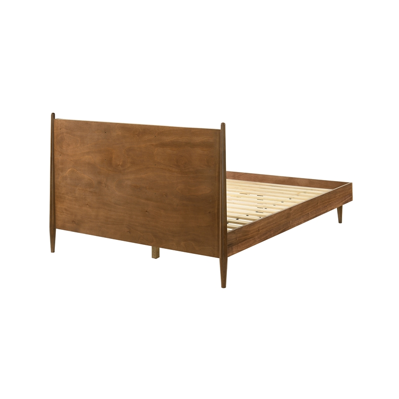 Armen Living Artemio Queen Platform Wood Bed Frame w/ Slim Track Arms in Walnut