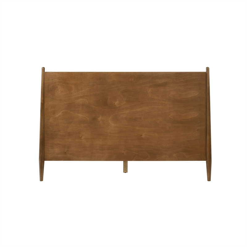 Armen Living Artemio Queen Platform Wood Bed Frame w/ Slim Track Arms in Walnut
